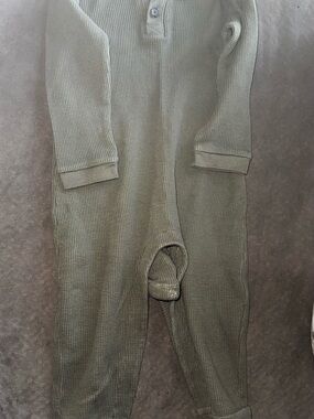 (2) Old Navy Olive Green/Tan Waffle Knit Baby One-Piece Bodysuit